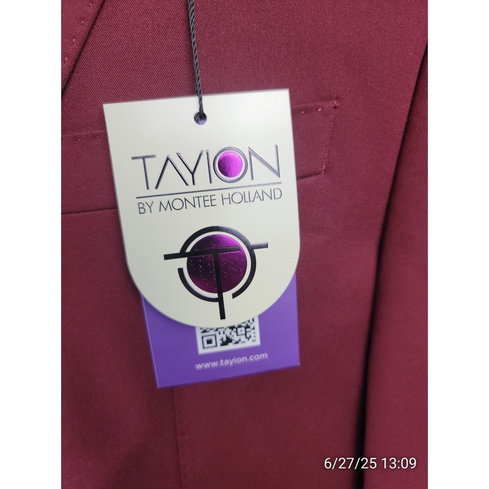 Tayion Sport Coat Mens 42L Red Two Button Modern Fit Blazer Suit Jacket NWT - Picture 7 of 9